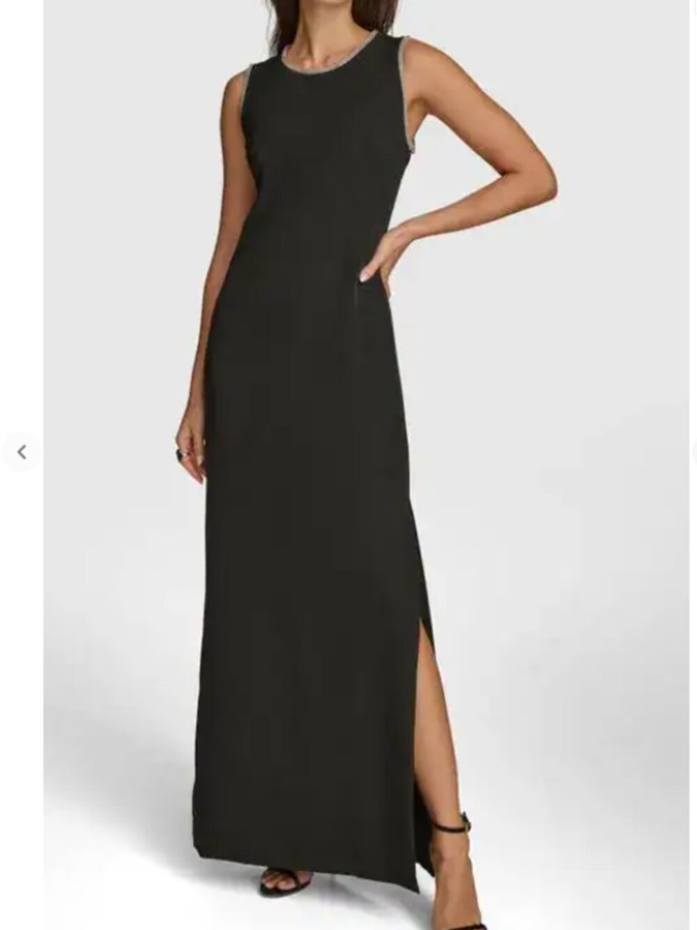Donna Karan New York Women's Black Lined Rhinestone Trimmed Dress Size 12